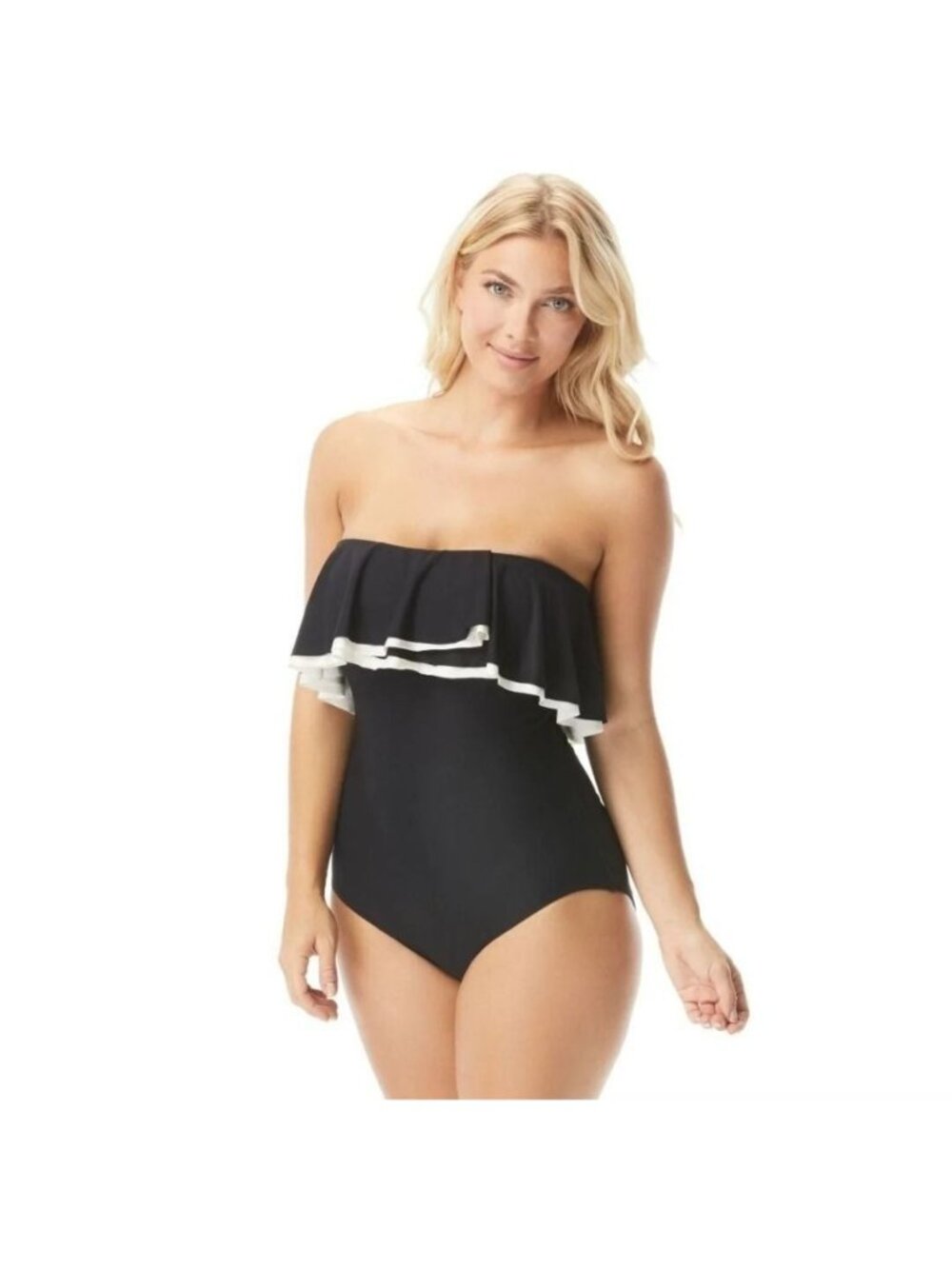 Coco Reef 14/38C Ruffle Bandeau Removable Straps Swimwear One-Piece Bathing Suit - Picture 13 of 13